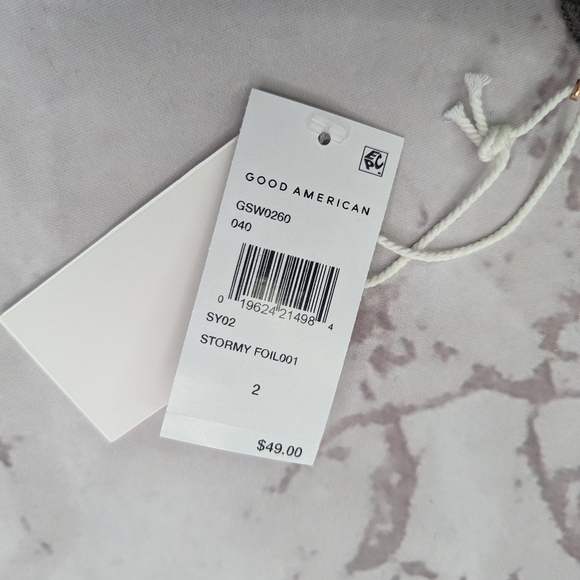 Good American Swim Bottom Women Foil Green Better Bikini Metallic - Picture 10 of 10